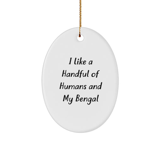Funny Bengal Cat Oval Ornament Gifts for Bengal Cat Lovers from Friends and Family - I Like A Handful Of Humans And My Bengal Christmas Decoration - Image 1