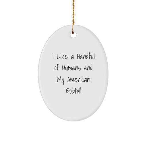 American Bobtail Cat Oval Ornament Gifts from Family Members - I Like A Handful Of Humans And My American Bobtail Christmas Unique Gifts - Image 1