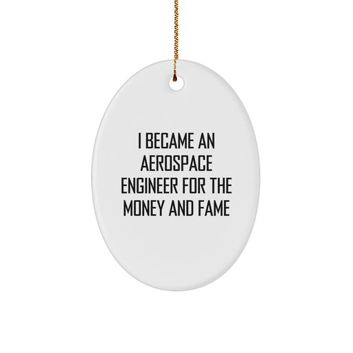 Funny Aerospace Engineer Gifts for Men - Oval Ornament, 'I Became An Aerospace Engineer For The Money And Fame', Christmas Unique Gifts from Friends - Image 1