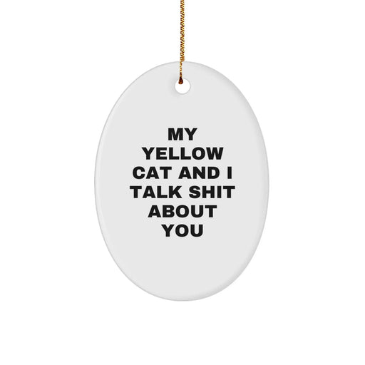 Funny Yellow Cat Oval Ornaments, Gifts from Friends for Yellow Cat Lovers at Christmas - Image 1