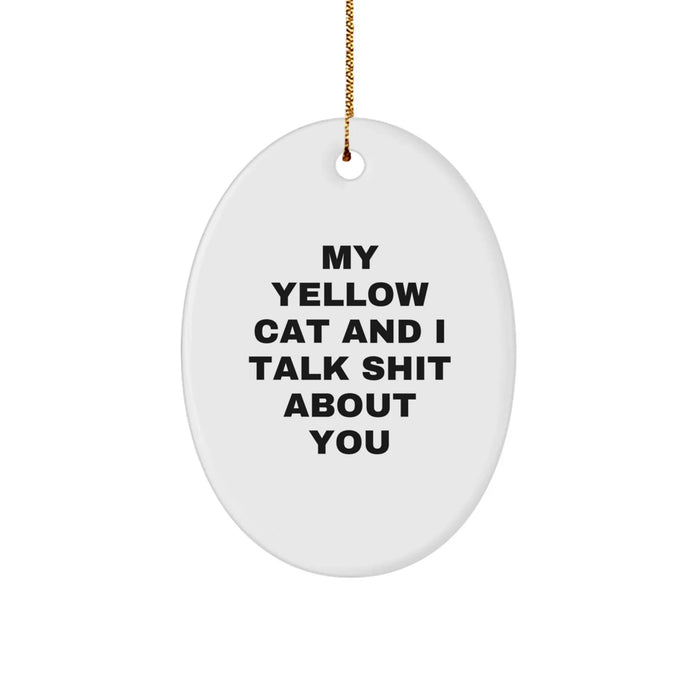 Funny Yellow Cat Oval Ornaments, Gifts from Friends for Yellow Cat Lovers at Christmas - Image 1