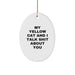 Funny Yellow Cat Oval Ornaments, Gifts from Friends for Yellow Cat Lovers at Christmas - Image 1