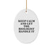 Funny Biologist Gifts from Men to Biologist Friends at Christmas Time - Oval Ornament with Keep Calm And Let The Biologist Handle It Quote - Image 1