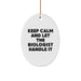 Funny Biologist Gifts for Him Keep Calm And Let The Biologist Handle It Oval Ornament, White, Christmas Unique Gifts from Men to Family - Image 1