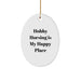 Hobby Horsing Gifts from Family, Friends, or Coworkers - 'Hobby Horsing Is My Happy Place' Oval Ornament for Christmas Unique Gifts - Image 1