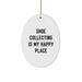 Shoe Collecting Gifts from Friends for Shoe Collecting Lovers - Oval Ornament, 'Shoe Collecting Is My Happy Place' Quote, Christmas Unique Gifts - Image 1