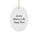 Jewelry Making Gifts from Friends - Oval Ornament White - 'Jewelry Making Is My Happy Place' Quote for Christmas Unique Gifts - Image 1