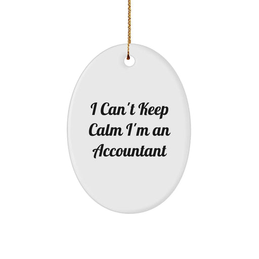 Funny Accountant Gifts for Men - Oval Ornament 'I Can't Keep Calm I'm An Accountant' Christmas Unique Presents from Friends to Family - Image 1