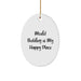 Funny Model Building Gifts from Friends and Family, Oval Ornament for Model Building Enthusiasts, Christmas Unique Gifts for Him or Her - 'Model Building Is My Happy Place' - Image 1