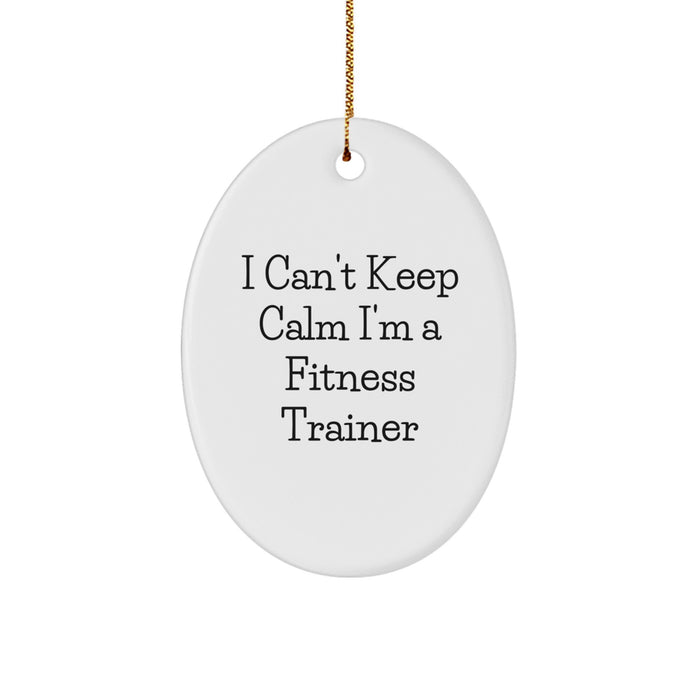 Funny Fitness Trainer Gifts from Friends, I'm a Fitness Trainer Oval Ornament for Men, Unique Christmas Memorable Presents - Image 1
