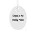 Chess Lovers' Delight: 'Chess Is My Happy Place' Oval Ornament Gifts for Men, Women, Friends, and Family, Christmas Unique Presents - Image 1