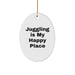 Funny Juggling Oval Ornament Gifts for Men Women Friends Family - Juggling Is My Happy Place, Oval Ornament, Christmas Unique Gifts, Gifts from Family, Friends, Men, Women - Image 1