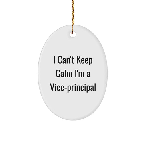 Funny Vice-principal Gifts from Friends, I Can't Keep Calm Oval Ornament for Vice-principal, Christmas Unique Decorations - Image 1