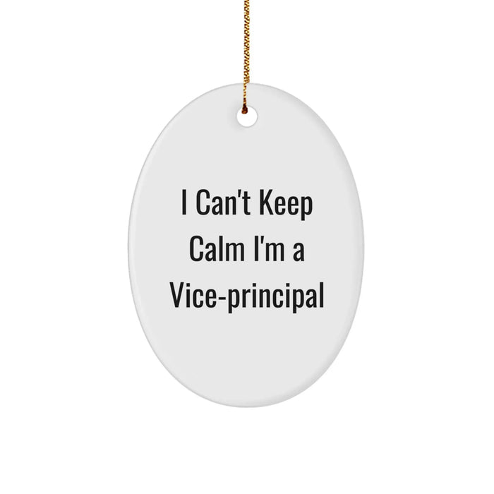 Funny Vice-principal Gifts from Friends, I Can't Keep Calm Oval Ornament for Vice-principal, Christmas Unique Decorations - Image 1
