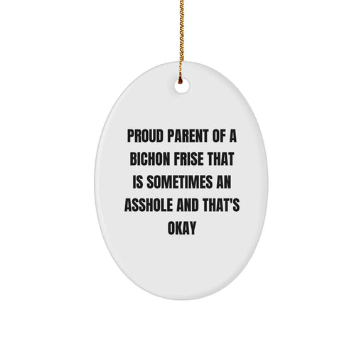 Funny Bichon Frise Dog Christmas Unique Gifts for Bichon Frise Dog Lovers Gifts from Friends and Family Oval Ornament - Image 1