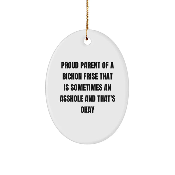 Funny Bichon Frise Dog Christmas Unique Gifts for Bichon Frise Dog Lovers Gifts from Friends and Family Oval Ornament - Image 1