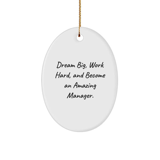 Funny Inspirational Manager Gifts for Men from Friends, Oval Ornament - Christmas Unique Gifts for Managers - Dream Big Work Hard - Image 1