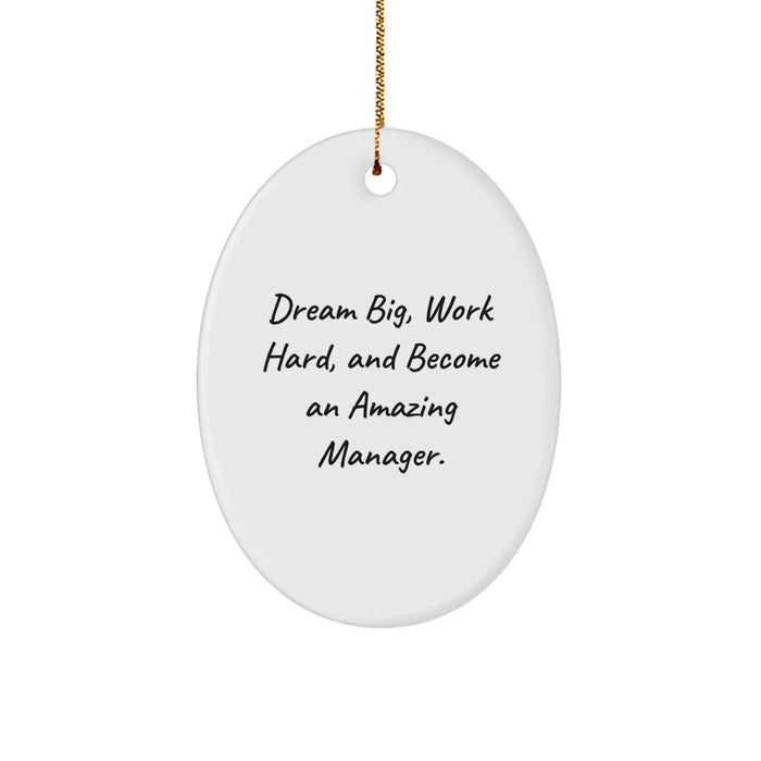 Funny Inspirational Manager Gifts for Men from Friends, Oval Ornament - Christmas Unique Gifts for Managers - Dream Big Work Hard - Image 1