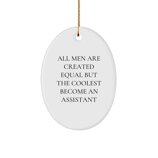 Funny Assistant Gifts Oval Ornament for Men - 'All Men Are Created Equal But The Coolest Become An Assistant' - Unique Christmas Unique Gifts for Assistants from Friends, Coworkers, Family - Image 1