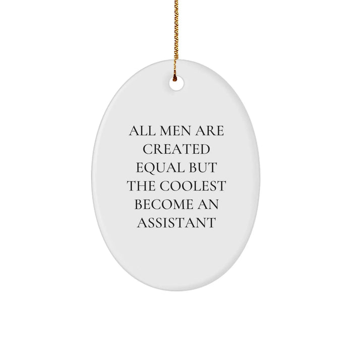 Funny Assistant Gifts Oval Ornament for Men - 'All Men Are Created Equal But The Coolest Become An Assistant' - Unique Christmas Unique Gifts for Assistants from Friends, Coworkers, Family - Image 1