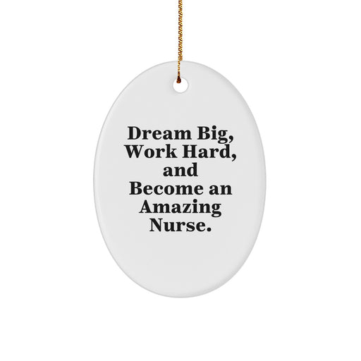 Inspirational Nurse Gifts from Friends and Family - Oval Ornament, 'Dream Big, Work Hard, And Become An Amazing Nurse.' - Christmas Unique Presents - Image 1