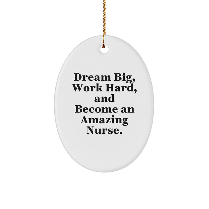Inspirational Nurse Gifts from Friends and Family - Oval Ornament, 'Dream Big, Work Hard, And Become An Amazing Nurse.' - Christmas Unique Presents - Image 1
