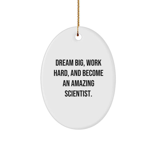 Funny Scientist Gifts for Him or Her - Oval Ornament with 'Dream Big, Work Hard, And Become An Amazing Scientist.' Quote - Unique Christmas Unique Gifts from Family or Friends - Image 1