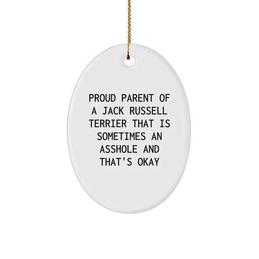 Funny Jack Russell Terrier Dog Oval Ornament Gifts from Family to Proud Parents, Christmas Unique Presents for Men and Women - Image 1