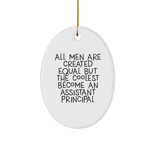 Funny Assistant Principal Gifts for Men from Friends and Family - Oval Ornament with Quote 'All Men Are Created Equal But The Coolest Become An Assistant Principal' - Christmas Unique Gifts - Image 1