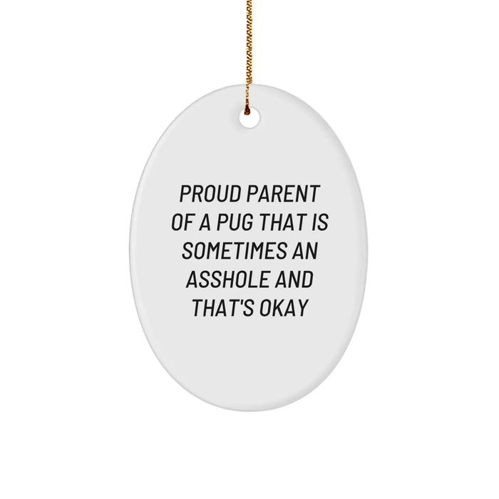 Funny Pug Dog Oval Ornament Gifts from Friends for Family Members Who Love Christmas Decorations - Image 1