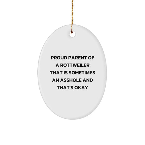 Funny Rottweiler Dog Gifts for Men, Women, Friends, Family - Oval Ornament for Christmas - Image 1