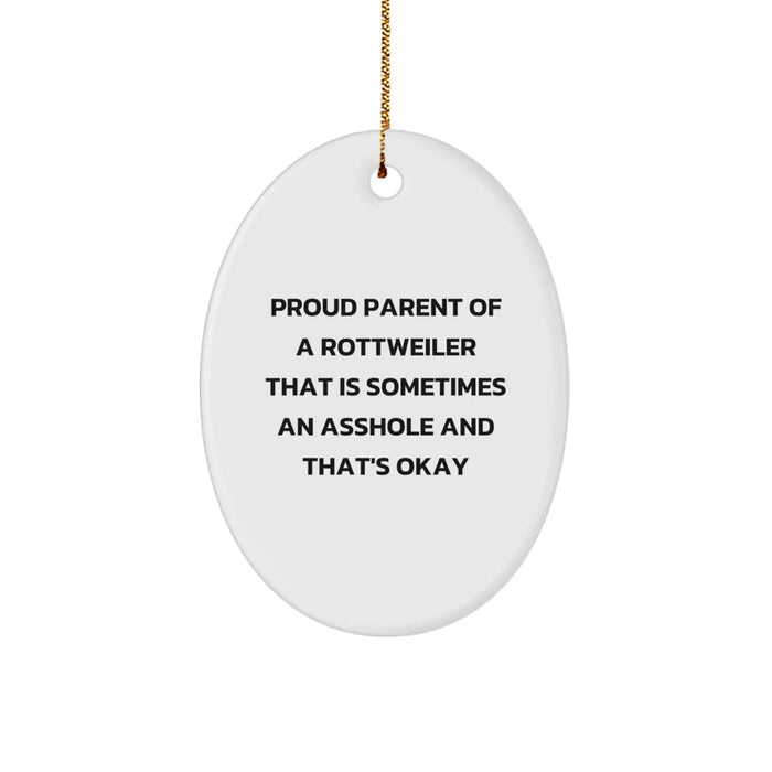 Funny Rottweiler Dog Gifts for Men, Women, Friends, Family - Oval Ornament for Christmas - Image 1