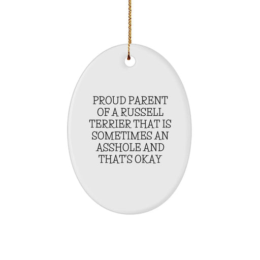 Funny Russell Terrier Dog Oval Ornament Gifts from Family to Russell Terrier Dog Lovers for Christmas Unique Gifts - Image 1