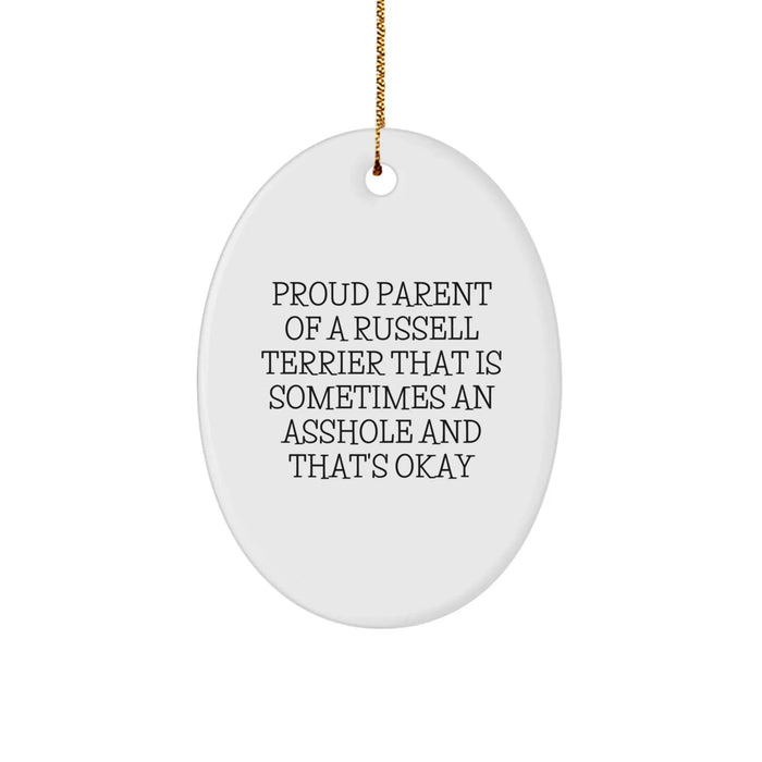 Funny Russell Terrier Dog Oval Ornament Gifts from Family to Russell Terrier Dog Lovers for Christmas Unique Gifts - Image 1