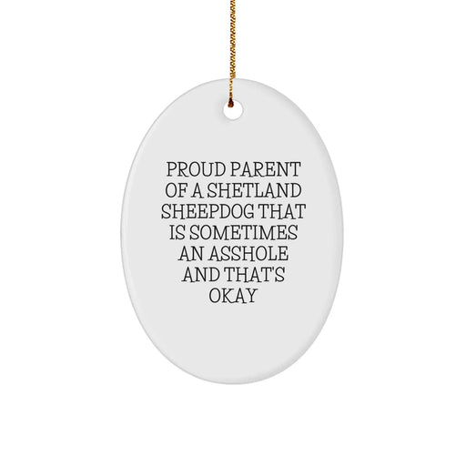 Funny Shetland Sheepdog Oval Ornament Gifts from Proud Parents to Friends and Family, Christmas Unique Presents - Image 1