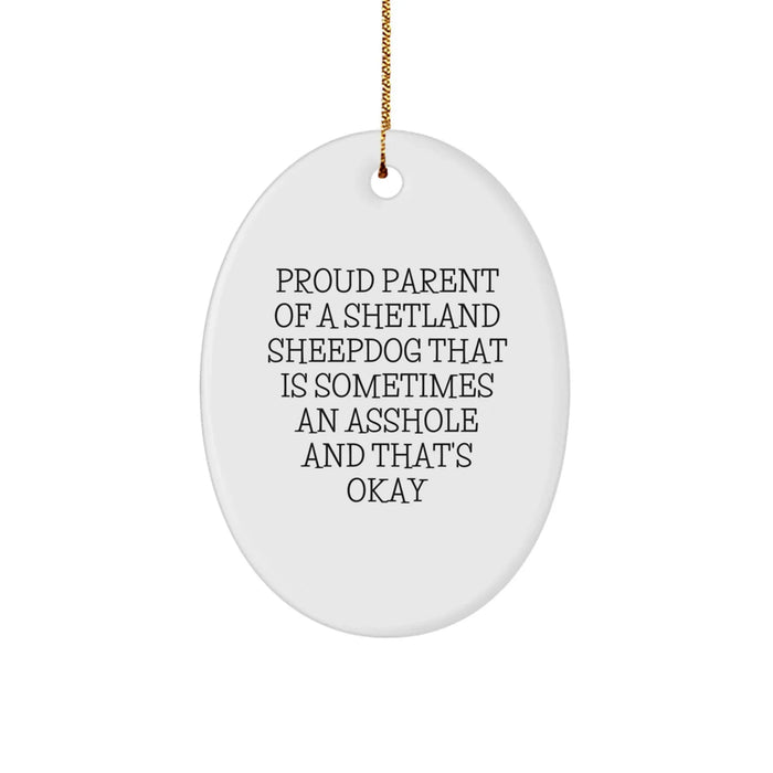 Funny Shetland Sheepdog Oval Ornament Gifts from Proud Parents to Friends and Family, Christmas Unique Presents - Image 1