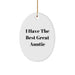 Funny Auntie Gifts from Family, 'I Have The Best Great Auntie' Oval Ornament for Christmas - Image 1