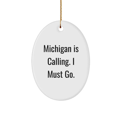 Funny Michigan Oval Ornament Gifts from Friends for Michigan Enthusiasts on Christmas - Image 1