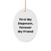 Funny Stepmom Gifts, Oval Ornament for Stepmom, Funny 'First My Stepmom, Forever My Friend' Quote Christmas Unique Gifts from Family to Stepmom - Image 1