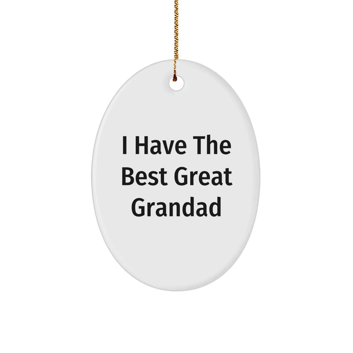 Funny Grandad Gifts Oval Ornament, 'I Have The Best Great Grandad' Quote, White Oval Shape, Christmas Ornament Gifts from Family to Grandad - Image 1