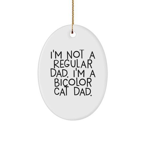 Funny Bicolor Cat Dad Gifts from Men - Bicolor Cat Oval Ornament for Christmas Unique Gifts - Image 1