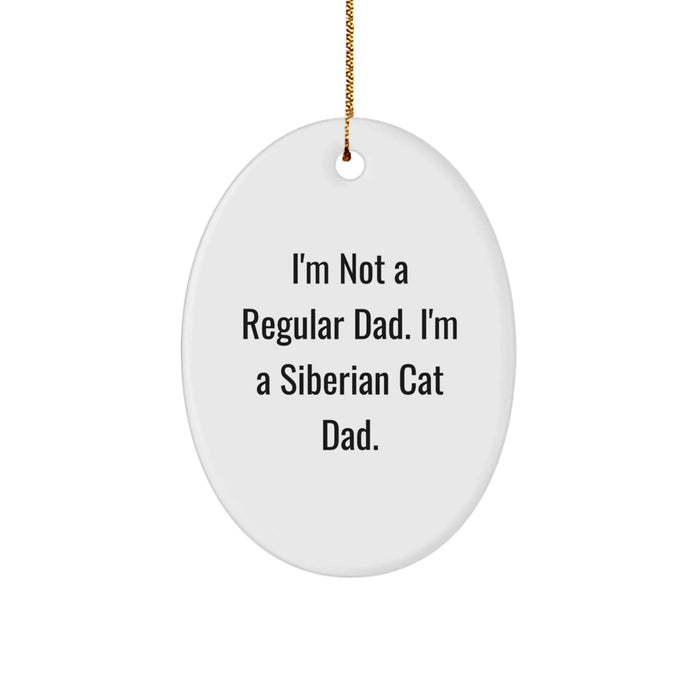 Funny Siberian Cat Dad Gifts for Men, Oval Ornament for Christmas Unique Presents from Men to Family - Image 1