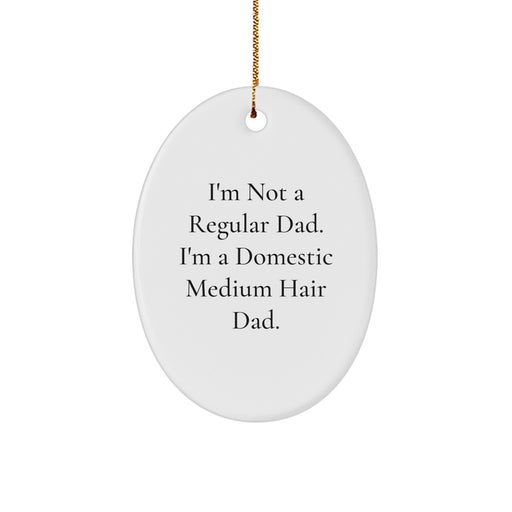 Funny Domestic Medium Hair Dad Gifts for Men, Women, Friends, Family - Oval Ornament, Christmas Unique Gifts from Dad to Domestic Medium Hair - Image 1