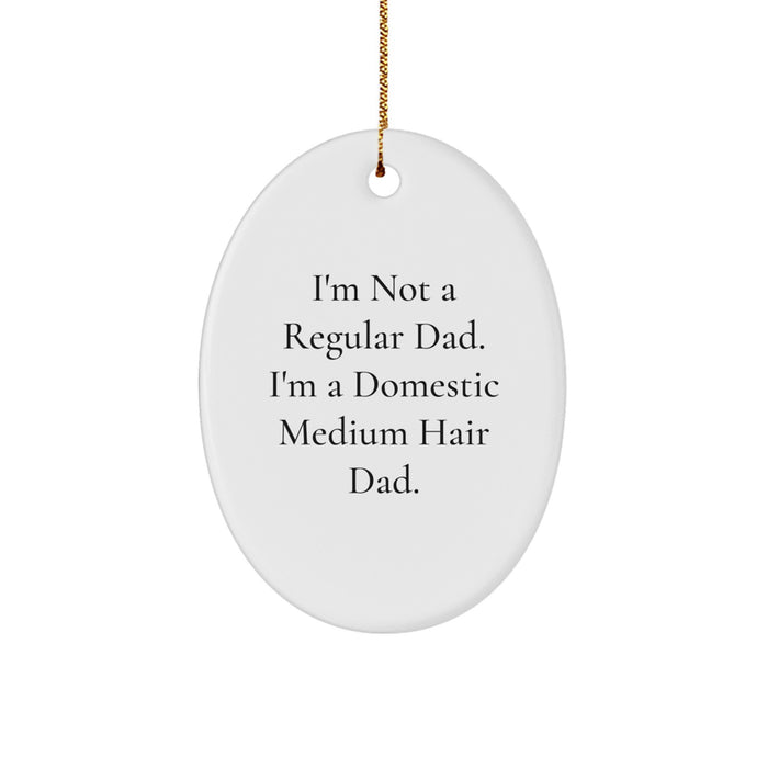 Funny Domestic Medium Hair Dad Gifts for Men, Women, Friends, Family - Oval Ornament, Christmas Unique Gifts from Dad to Domestic Medium Hair - Image 1