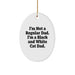 Funny Black and White Cat Dad Gift Oval Ornament for Him Christmas Unique Presents - Image 1