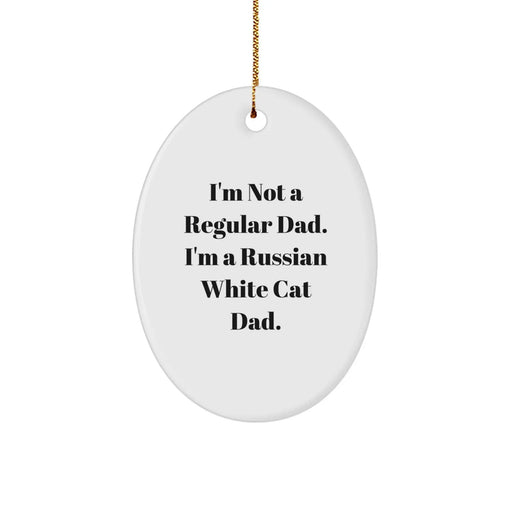 Funny Russian White Cat Dad Gifts for Men and Women, Oval Ornament, Christmas Unique Presents from Friends and Family - Image 1