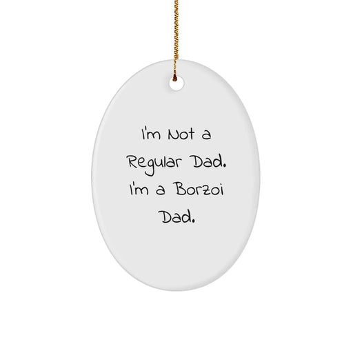 Funny Borzoi Dog Dad Christmas Oval Ornament Gifts from Men to Family - Image 1