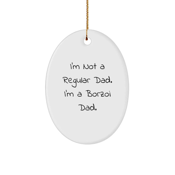 Funny Borzoi Dog Dad Christmas Oval Ornament Gifts from Men to Family - Image 1