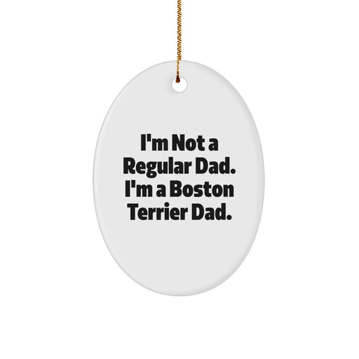 Boston Terrier Dad Christmas Oval Ornament, Funny Gifts from Dad for Boston Terrier Dog, Oval Shaped Decorations for Christmas Unique Gifts - Image 1