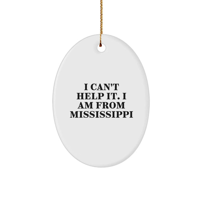 Funny Mississippi Oval Ornament, Gifts from Friends to Mississippi, Unique Christmas Unique Gifts, Oval Ornament Shaped Decoration, I Can't Help It - Image 1